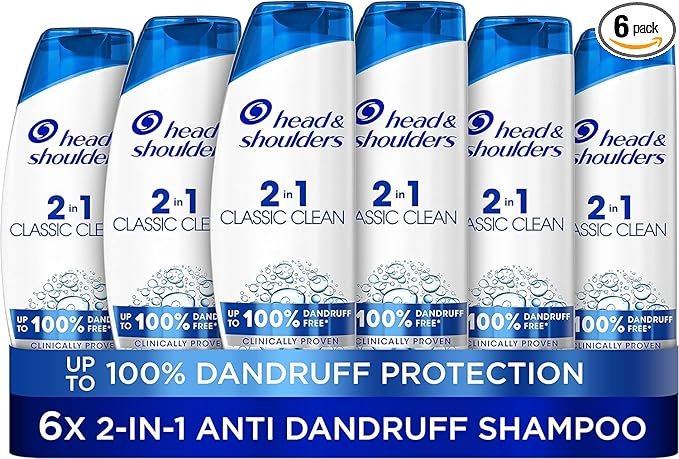 Head & Shoulders Classic Clean Anti-Dandruff 2-in-1 Shampoo, Six-Pack,6 x 250 ml