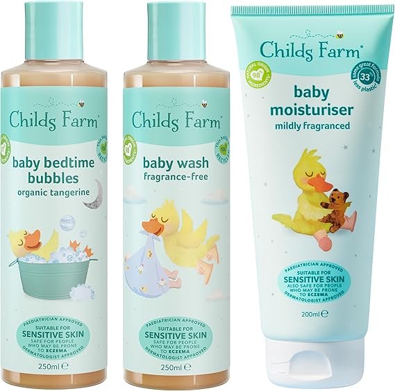 Childs Farm | Baby Regime Bundle | Baby Moisturiser 200ml, Baby Wash and Baby Bubbles 250ml