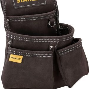 STANLEY Leather Tool Belt Pouch, Double Pocket Organiser for Tools and for Small Parts, STST1-80116