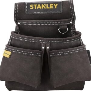 STANLEY Leather Tool Belt Pouch, Double Pocket Organiser for Tools and for Small Parts, STST1-80116