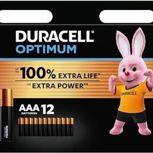 Duracell Optimum AAA Batteries (12 pack) - Alkaline Batteries 1.5V - Up To 100% Extra Life or Extra Power - LR03 MX2400