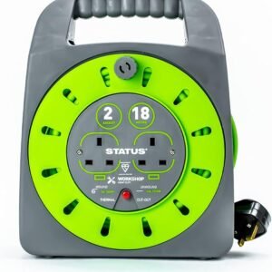 STATUS 2 Socket Cable Reel 18m Green Extension Lead 13A with Thermal Cut Out Heavy Duty Outdoor Extension Lead S18M2G13ACR4 Visit the Status Store