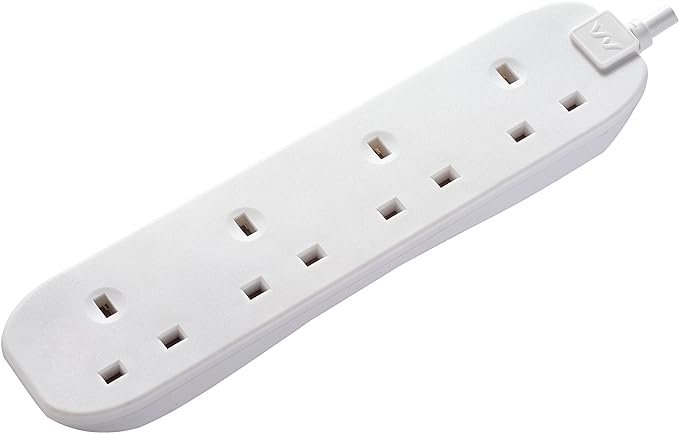 Masterplug Four Socket Extension Lead, 5 Metre, White