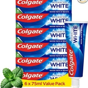 Colgate Advanced White Toothpaste, 6 x 75 ml | Whiter teeth in 10 Days | Clinically proven whitening