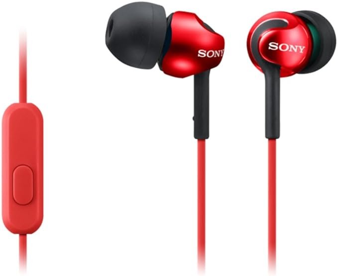Sony MDREX110APR.CE7 Deep Bass Earphones with Smartphone Control and Mic - Metallic Red