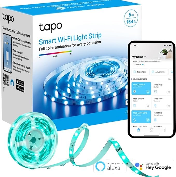 Tapo LED Strip Light, Smart Led Light Strips 5m, WiFi App Control RGB Multicolour LED Lights for Bedroom