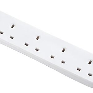 Masterplug srgu44n Four Socket Surge Protected Extension Lead with 2 USB Ports, 4 Metre, 13 x 7 x 6 cm, White
