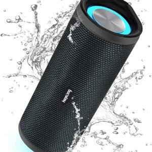 HEYSONG Portable Bluetooth Speaker, Waterproof Outdoor Speakers with LED Light, Enhanced Bass, IPX7 Floating, 40H Play, TF Card, True Wireless Stereo for Party, Shower, Biking, Gifts for Men