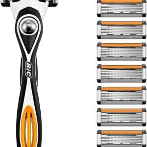 BIC Hybrid 5 Flex Refillable Men's Razor, 1 Weighted Handle and 10 Nano-Tech Titanium