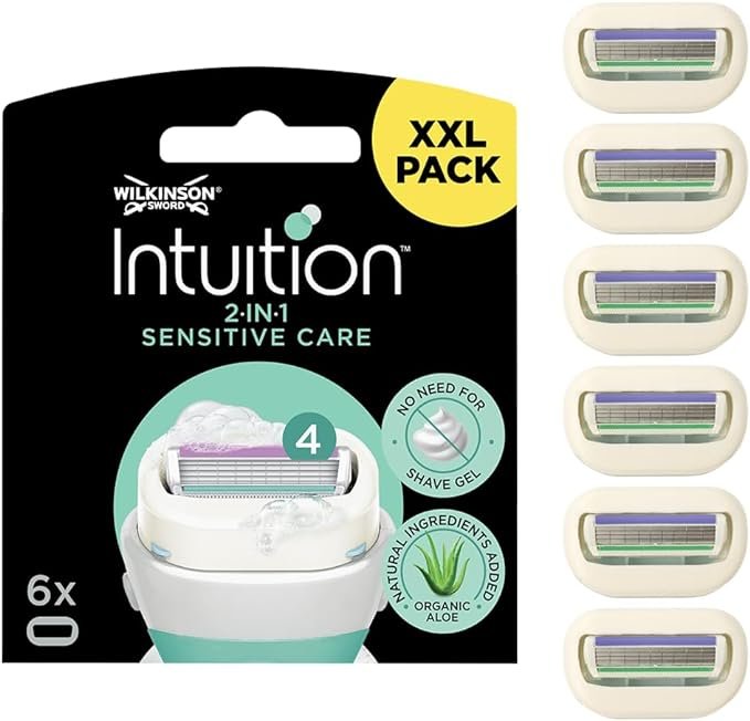 WILKINSON SWORD - Intuition Sensitive Care For Women | No Shave Gel Needed | Pack of 6 Razor Blade Refills