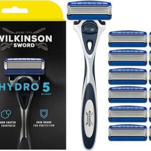WILKINSON SWORD - Hydro 5 Razor For Men, Carbon Coated Blades, Hydrating Gel & Precision Trimmer, Razor + 12 Razor Blades