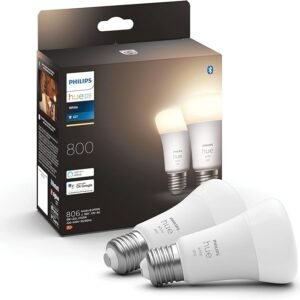 Philips Hue NEW White Smart Light Bulb 60W - 806 Lumen 2 Pack [E27 Edison Screw] With Bluetooth.