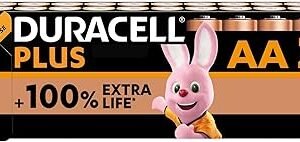Duracell Plus AA Batteries (24 Pack) - Alkaline 1.5V - Up To 100% Extra Life - Reliability For Everyday Devices - 0% Plastic Packaging - 10 Year Storage - LR6 MN1500