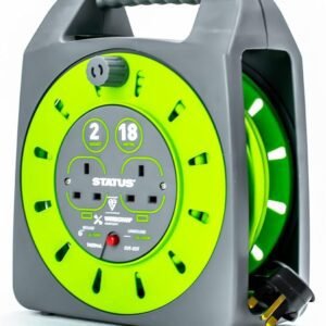 STATUS 2 Socket Cable Reel 18m Green Extension Lead 13A with Thermal Cut Out Heavy Duty Outdoor Extension Lead S18M2G13ACR4 Visit the Status Store