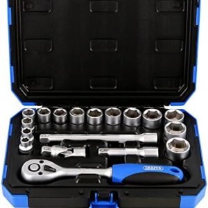 Draper Expert 18 Piece Metric Socket Set | Ratchet Tool and Case | 3/8" Square Drive | HI-TORQ MM/AF Sockets | DIY Home Professional and Car Kit |Hand Tools | 16359