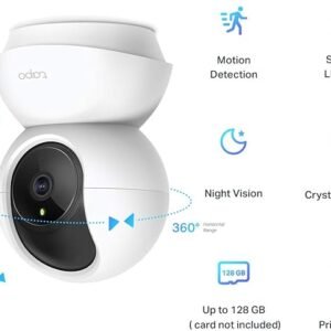 Tapo Wifi Camera, Indoor Camera for Security, 1080p Pet Camera, Wireless 360° for Baby Monitor, CCTV, AI Monitor, Smart Motion Detection & Tracking, Night Vision, Works with Alexa & Google Home (TC70)