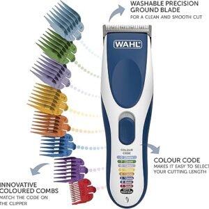 Wahl Colour Pro Cordless Hair Clipper Kit, Neck Duster, Colour Coded Combs, Hair Clippers for Men, Head Shaver, Men's Hair Clipper, Easy Home Haircutting, Family Haircuts