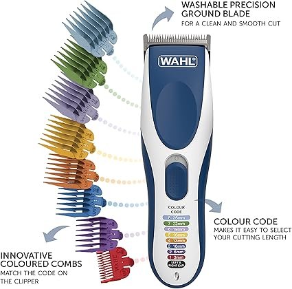 Wahl Colour Pro Cordless Hair Clipper Kit, Neck Duster, Colour Coded Combs, Hair Clippers for Men, Head Shaver, Men's Hair Clipper, Easy Home Haircutting, Family Haircuts