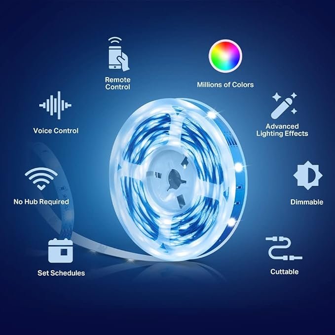 Tapo LED Strip Light, Smart Led Light Strips 5m, WiFi App Control RGB Multicolour LED Lights for Bedroom