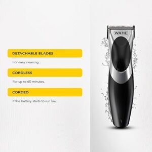 Wahl Clip ‘N Rinse Cord/Cordless Hair Clipper, Rechargeable Clipper, Hair Clippers for Men, Head Shaver, Men's Hair Clipper Kit, Male Grooming Set, Corded, Cordless, Washable Head, Home Hair Cutting