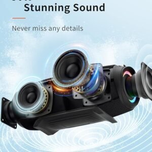 HEYSONG Bluetooth Speaker, Portable Outdoor IP67 Waterproof Wireless Speaker with Shoulder Strap, 50W Loud Rich Bass Sound