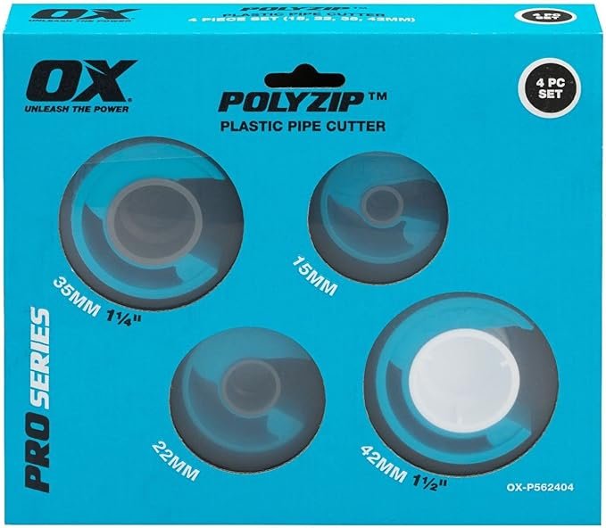 OX Pro PolyZip 4 Piece Cutter Set (15, 22, 35, 42mm), Blue
