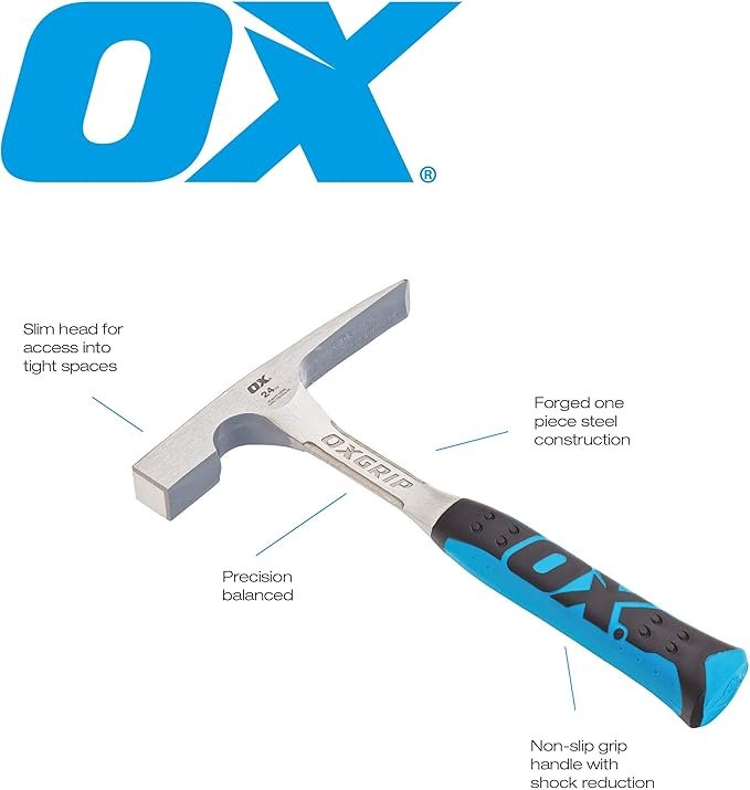 OX OX-P082424 Pro Brick Hammer 24 oz - Geological Hammer with Comfortable Grip Handle - Chipping Hammer - Fossil Tool