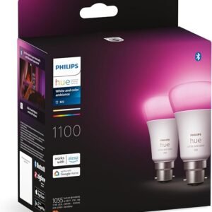 Philips Hue White & Colour Ambiance Smart Bulb Twin Pack LED [B22 Bayonet Cap] - 1100 Lumens (75W Equivalent)