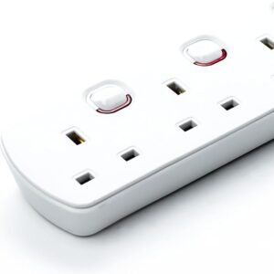STATUS Multi Plug Extension White 2m Extension Lead | Individually Switched with Neon Indicator | 4 Socket Extension Cable
