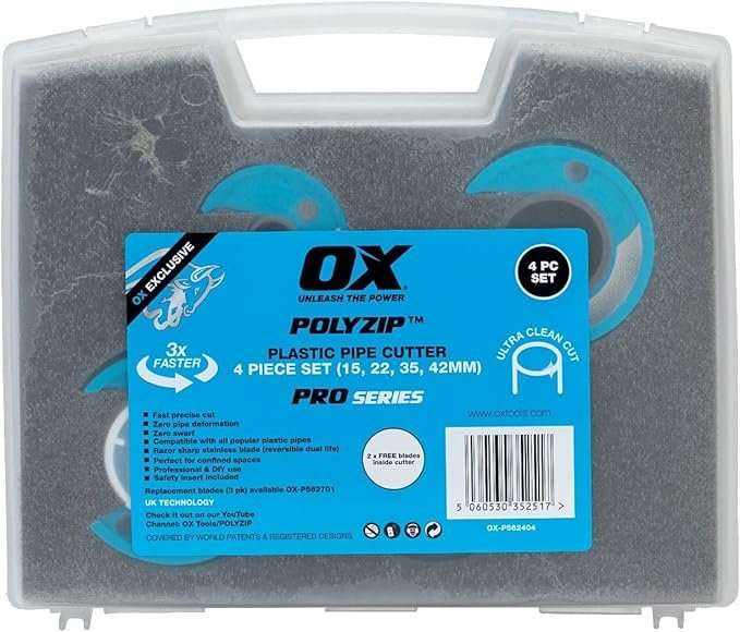 OX Pro PolyZip 4 Piece Cutter Set (15, 22, 35, 42mm), Blue