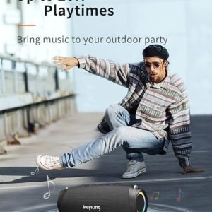 HEYSONG Bluetooth Speaker, Portable Outdoor IP67 Waterproof Wireless Speaker with Shoulder Strap, 50W Loud Rich Bass Sound