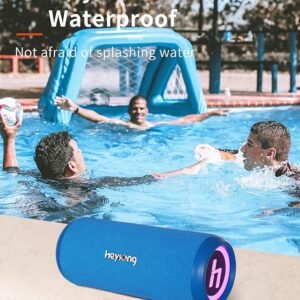 HEYSONG Bluetooth Speaker, Portable Wireless Waterproof Speakers with Led FOR Shower, Bike, Kayak, Beach, Blue