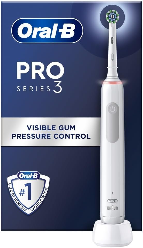 Oral-B Pro 3 Electric Toothbrush For Adults, 1 Cross Action Toothbrush Head, 3 Modes