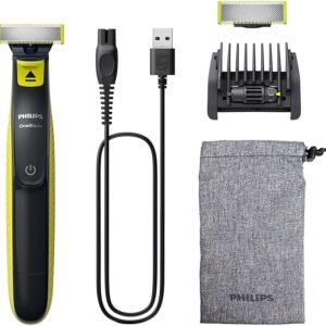 Philips OneBlade Face, Authentic Hybrid Electric Beard Trimmer & Shaver. Incl. 1x Original Blade, 1 x Extra Original Blade (8 Month Supply)