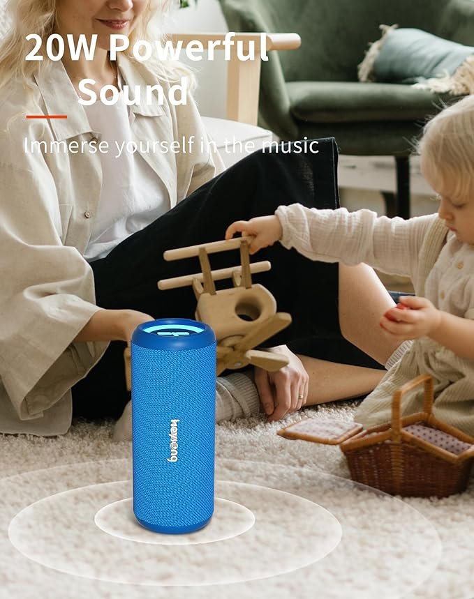 HEYSONG Bluetooth Speaker, Portable Wireless Waterproof Speakers with Led FOR Shower, Bike, Kayak, Beach, Blue