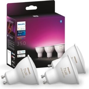 Philips Hue White & Colour Ambiance Smart Spotlight 3-Pack - 350 Lumens LED GU10 | Voice Control with Alexa, Google Assistant & Apple HomeKit