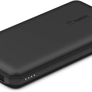 Belkin 10000mAh portable power bank, 10K USB-C portable charger with 1 USB-C port and 2 USB-A ports, battery pack for up to 15W charging for iPhone, Samsung Galaxy, AirPods, iPad, and more - Black