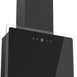 FIREGAS 60cm Cooker Hood with Brushless Motor, Tempered Glass & Stainless Steel Extractor Hood with Touch Screen, LED Lights and Recirculating,Black