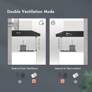 FIREGAS 60cm Visor Cooker Hood LED Extractor Hood Under Cabinet Hood Wall Mounted Extractor Fan Kitchen 600 mm Top Vented Range Hood,Black