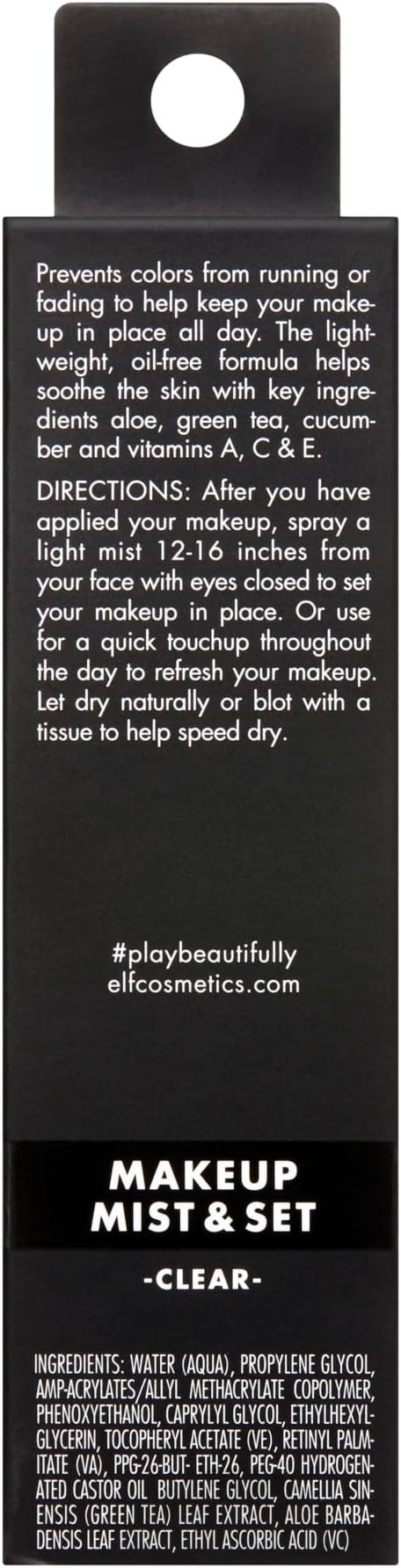 e.l.f. Makeup Mist & Set, Setting Spray, Long Lasting Wear, Soothing & Hydrating Ingredients, Small, 2.02 Oz