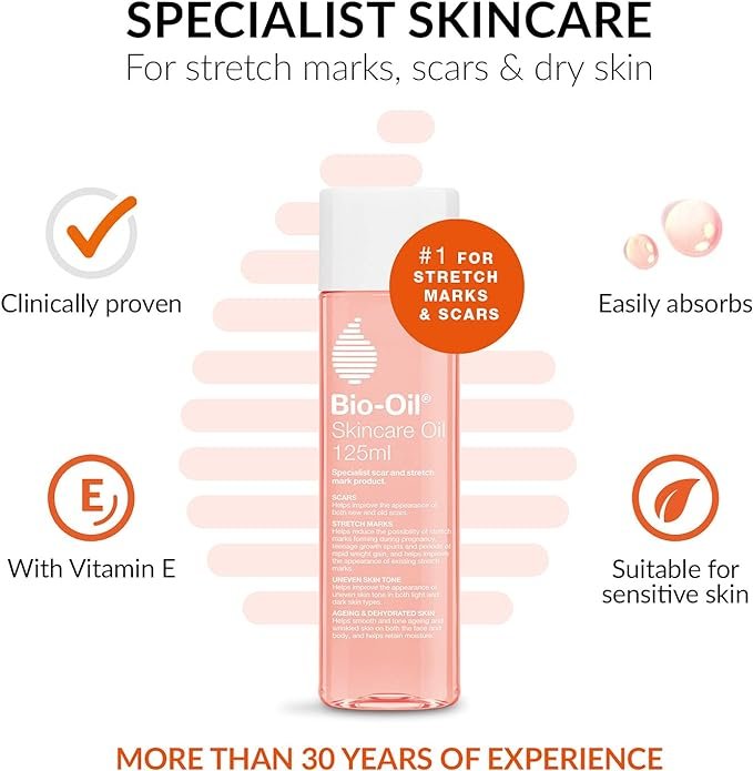 Bio-Oil Skincare Oil - Improve the Appearance of Scars, Stretch Marks and Skin Tone - 1 x 200 ml
