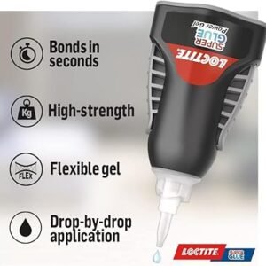 Loctite Super Glue Power Gel, Flexible Super Glue Gel, Superglue with Non-Drip Formula for Vertical Applications, Clear Glue with Precise Nozzle, 2x4g