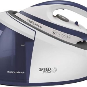 Morphy Richards SpeedSteam Steam Generator Iron, Ceramic Non-stick Soleplate, 240g Steam Boost, 140g Steam Output, 5.5 Bar Pressure, Detachable 1.7L Water Tank, 3000W, White/Purple, 333202