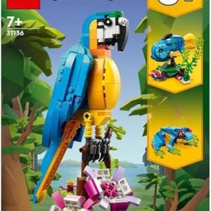 LEGO Creator 3 in 1 Exotic Parrot to Frog to Fish Animal Figures Building Toy, Creative Toys for Kids Aged 7 and up 31136