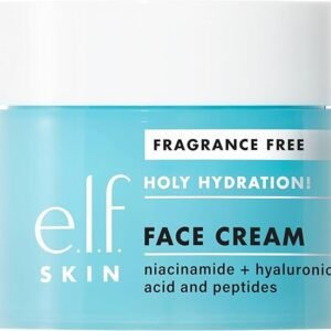 e.l.f., Holy Hydration! Face Cream - Fragrance Free, Smooth, Non-Greasy, Lightweight, Nourishing, Moisturizes, Softens, Absorbs Quickly, Suitable For All Skin Types, 1.76 Oz