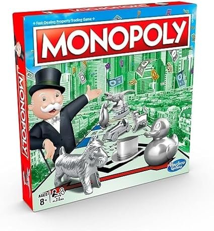Monopoly Board Game, Family Time Games for Adults and Children, 2 to 6 Players, Strategy Fun for Kids, for Ages 8 and Up