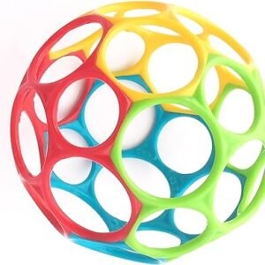 Bright Starts Oball Easy Grasp Classic Ball BPA-Free Infant Toy in Red, Yellow, Green, Blue, Age Newborn and up, 4 Inches