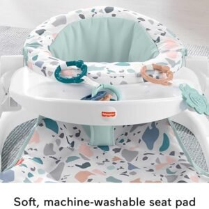 Fisher-Price Portable Baby Chair with Tray and 2 Baby Toys, Sit-Me-Up Floor Seat, Pacific Pebble, HPF45