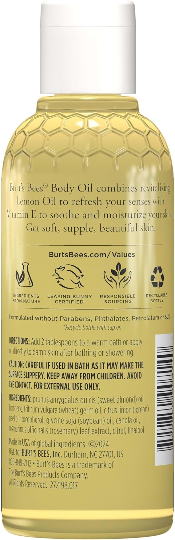 Burts Bees Body Oil - Lemon and Vitamin E For Unisex 5 oz Oil