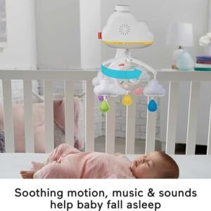 Fisher-Price Sound Machine Calming Clouds Mobile & Soother Convertible Crib to Tabletop with Music & Lights for Newborn to Toddler, GRP99